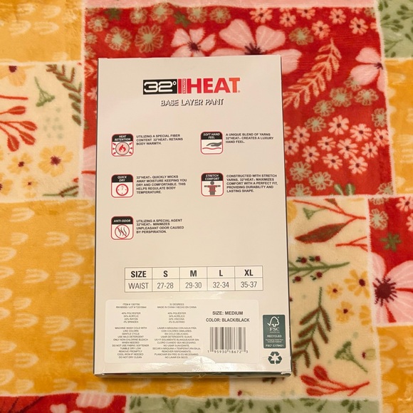 32 Degrees HEAT Black Base Layer Pants size M 2 Pack New - Picture 3 of 3